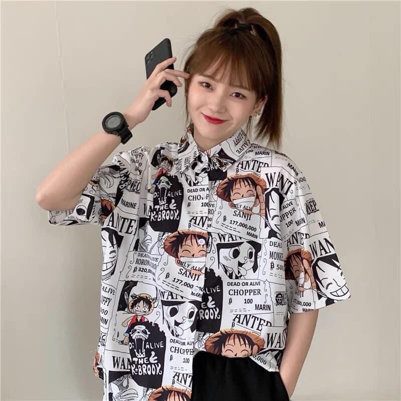 Áo Sơmi Tay Lửng Anime OnePicce Ảnh Thật