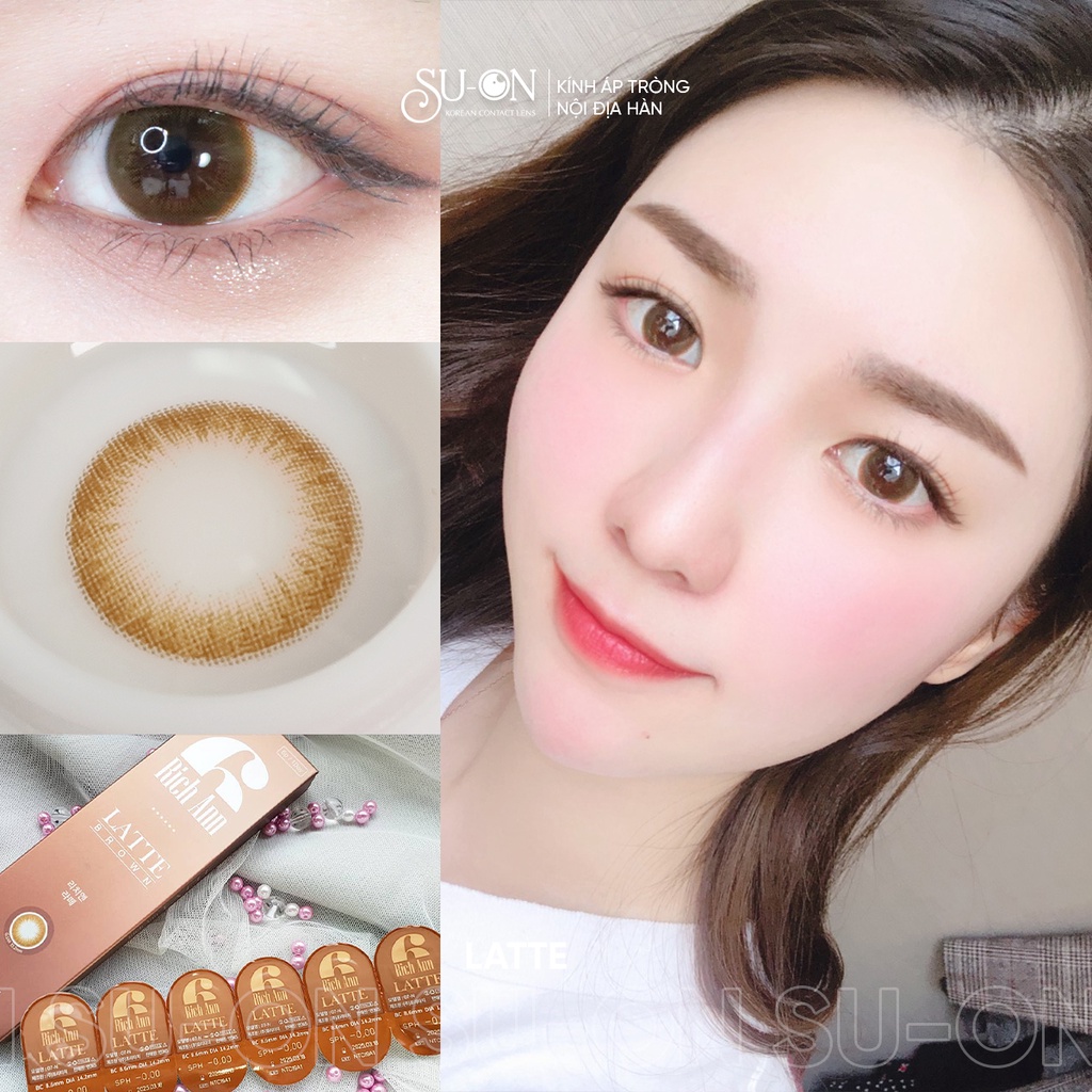 Lens 1 ngày Ann365 LATTE BROWN áp tròng 14,2mm, nâu trà sữa tự nhiên, siêu êm đeo 24h