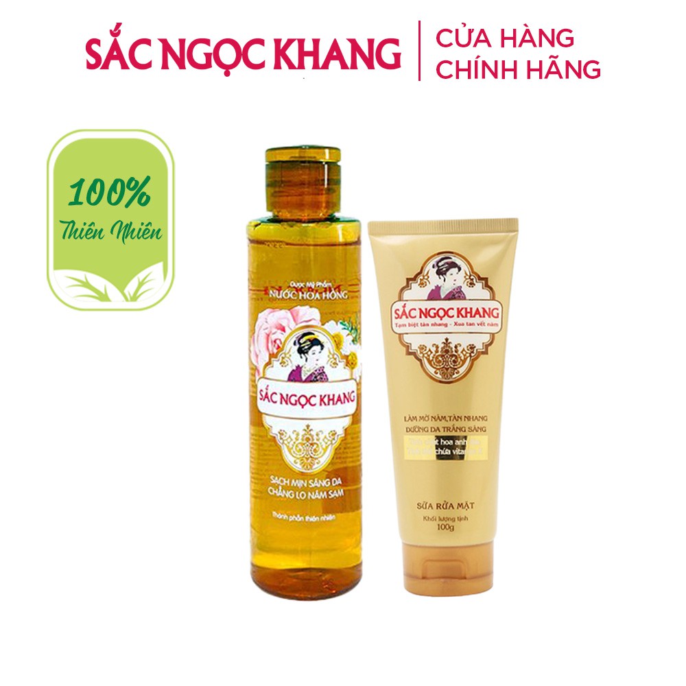 Bộ đôi kết hợp làm sạch sâu 2 [Sữa rửa mặt Sắc Ngọc Khang 100g &amp; Nước hoa hồng Sắc Ngọc Khang 145ml]