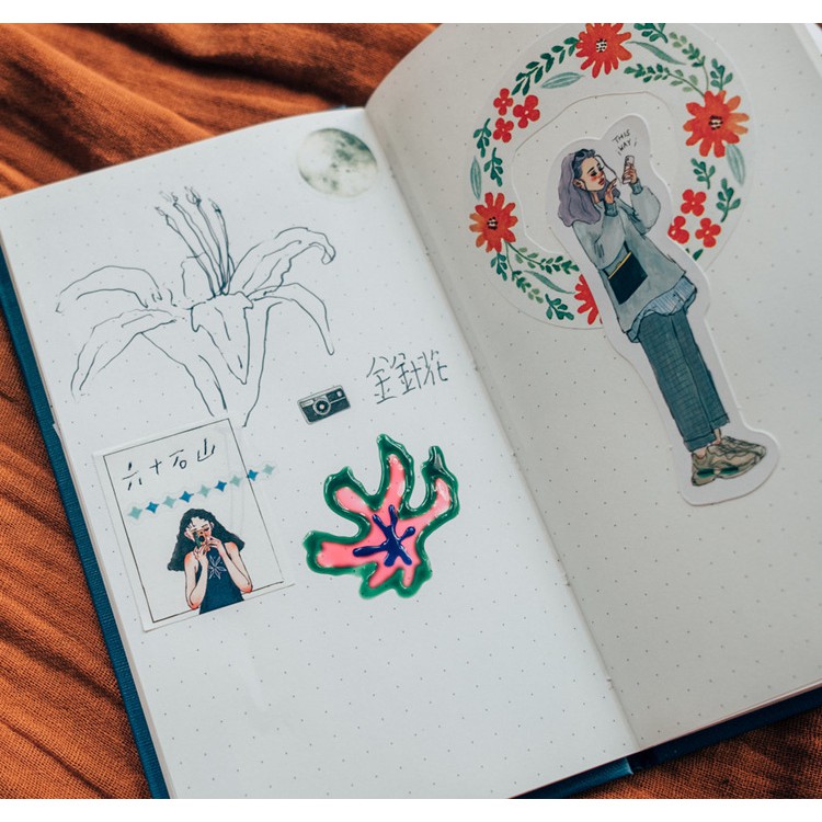 Sticker cô gái Vintage Style trang trí Bullet Journal S11 Taro Stationery