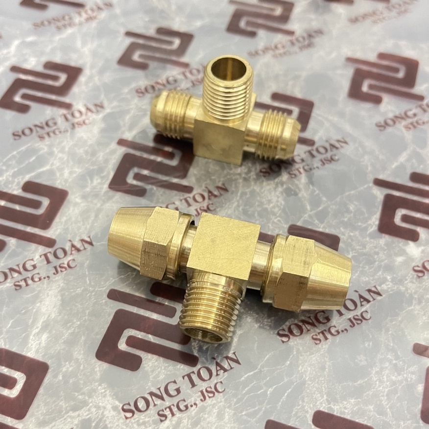 Bộ Tê Nối Côn Lồi & Lã Ống - Ren Ngoài Giữa BSP Nối Ren NPT - Ống Đồng Điện Lạnh & Thủy Lực Brass Flare Fitting