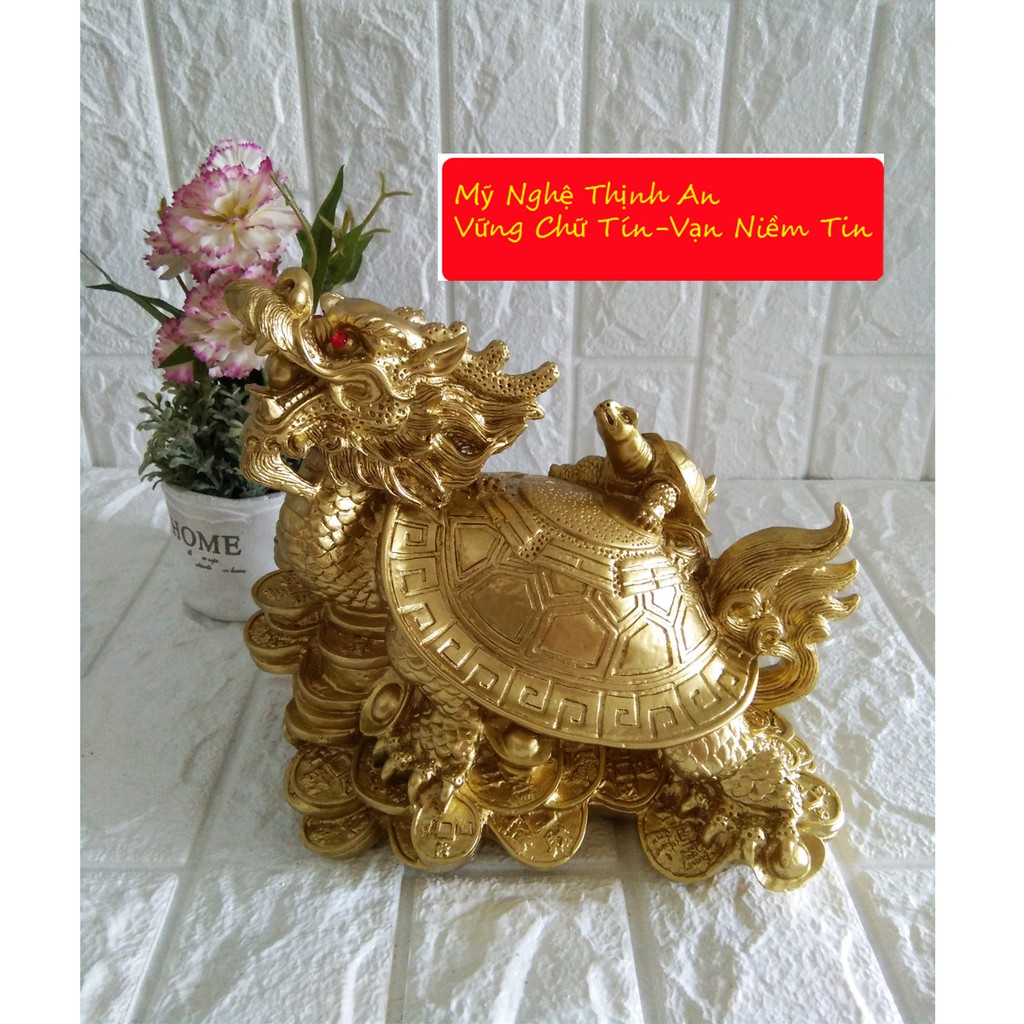 Tượng Long Quy đại phát đá poly nhũ đồng sáng loại cao cấp cỡ đại - LQDS24
