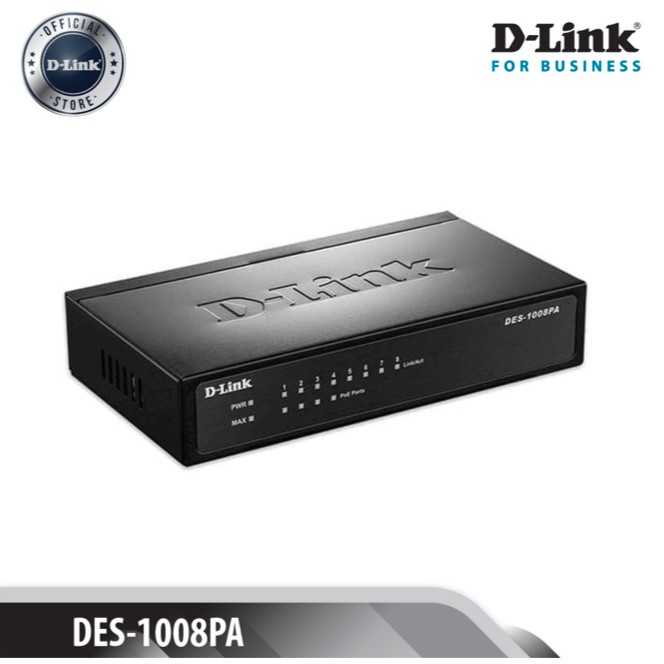 D-LINK DES-1008PA - Bộ chia cổng mạng 8 cổng 10 / 100 Mbps với 4 cổng PoE