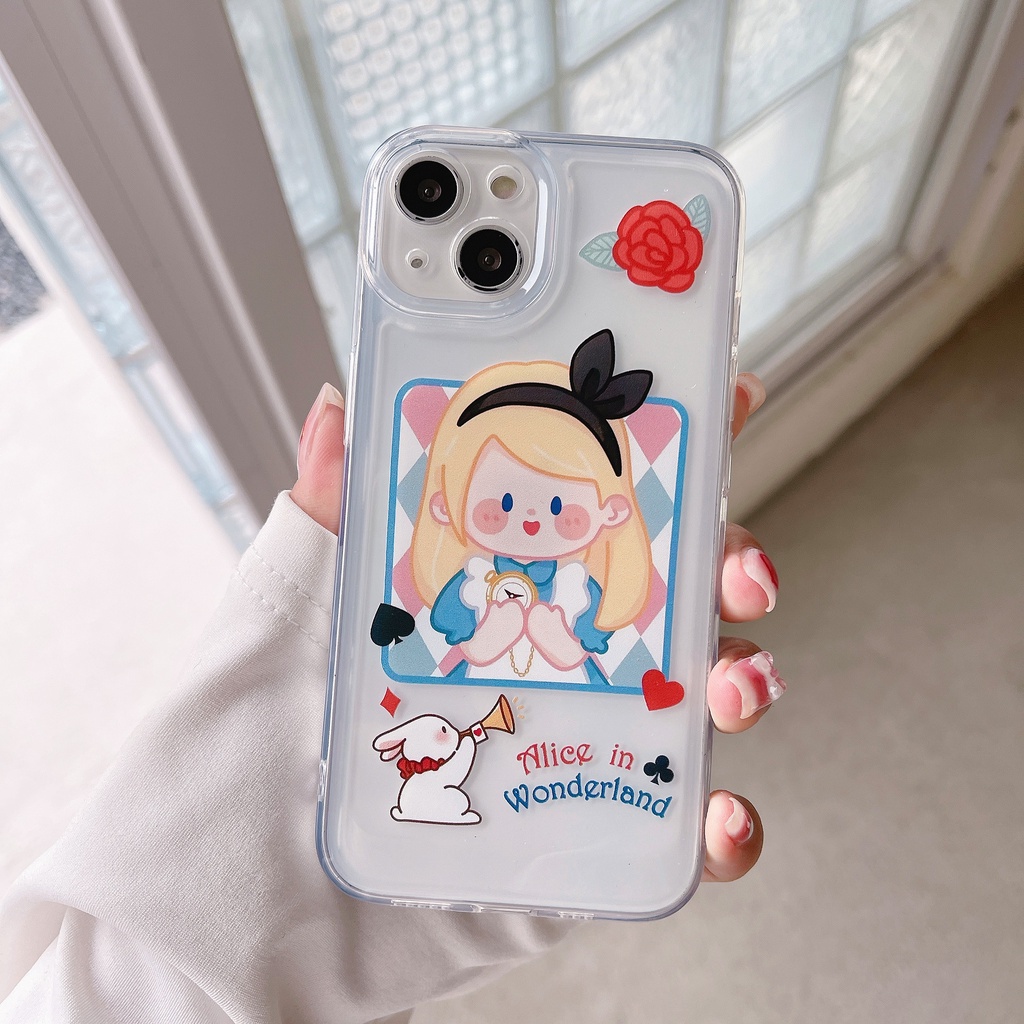 Ốp Điện Thoại TPU Hình alice Hoạt Hình Mới Cho iPhone11 xs max 7P/8Plus/12pro/13/pro max