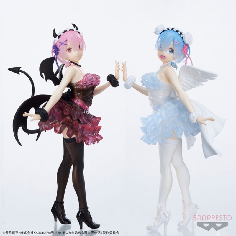 Mô Hình Figure Chính Hãng Anime Re:Zero, RAM &amp; Rem - Espresto est, Clear &amp; Dressy, Bandai Spirits, chính hãng