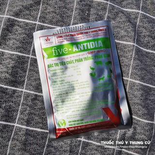 FIVE ANTIDIA 100g - Tiêu chảy, phân trắng phân xanh gà, lợn, chó, gia súc gia cầm