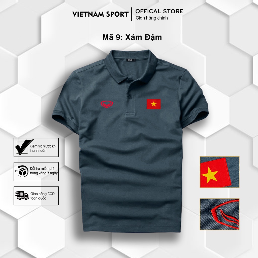 | LOGO THÊU | Áo thun Polo Tuyển Việt Nam Cao Cấp - Polo có cổ Thêu Logo Đội Tuyển Việt Nam, phong cách, tự hào dân tộc