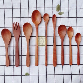 Thìa , Muỗng, Nĩa, Dĩa gỗ Nhãn thủ công đẹp mắt, đa dang kích thước DHC Decor