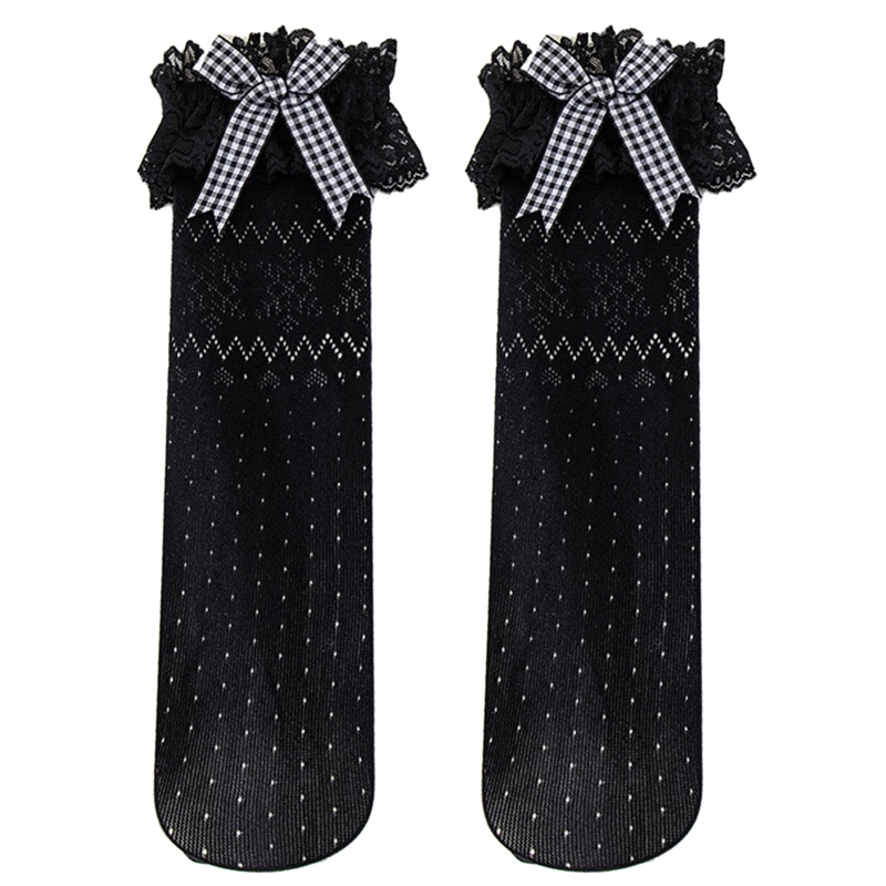 Vớ Dài Qua Gối Phối Ren Thoáng Khí Đính Nơ Phong Cách Lolita Thời Trang Xuân Hè Cho Bé Gái