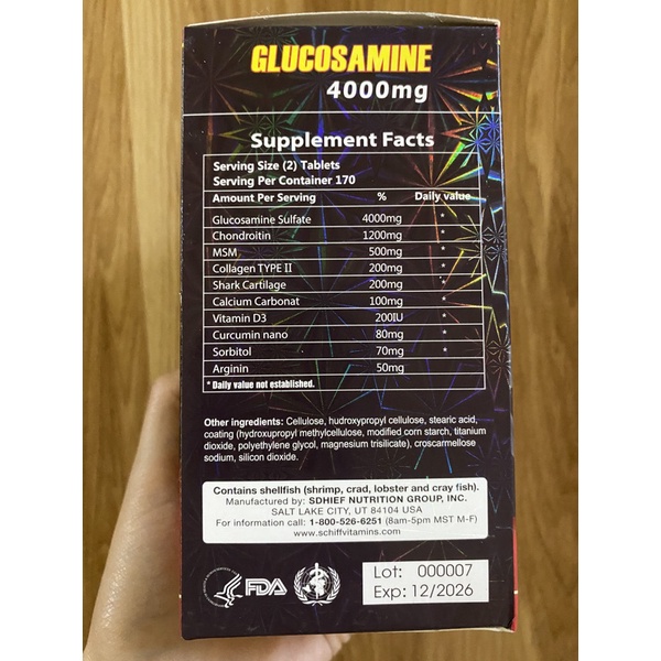 Viên Glucosamine 4000mg hiệu quả cho xương khớp