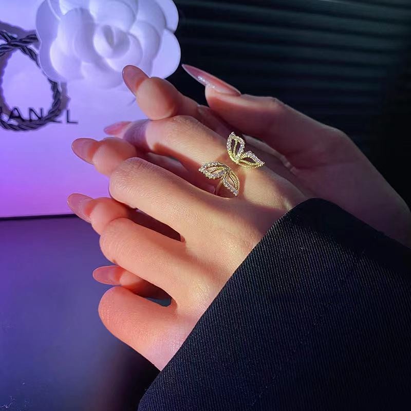 Nhẫn Ahellogirl hình nơ bướm đính đá phong cách Hàn Quốc