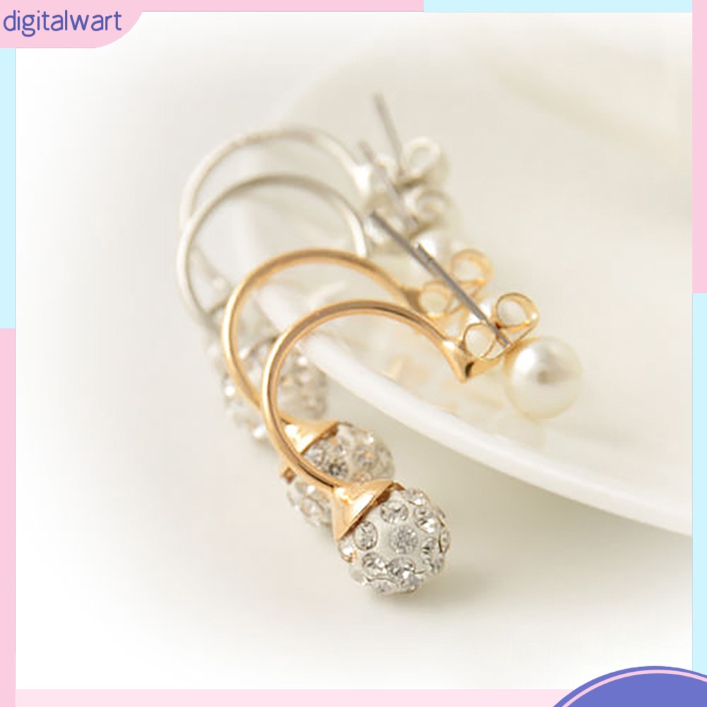 Bông tai ngọc trai đính hạt pha lê sang trọng cho nữ