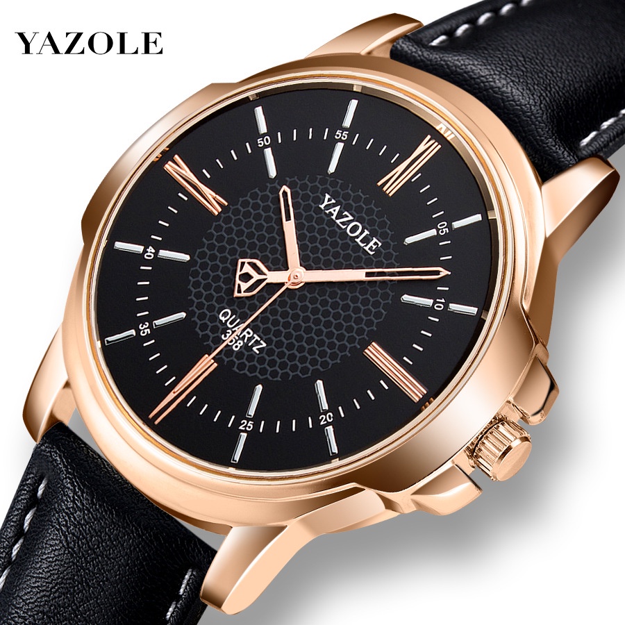 Đồng hồ nam chính hãng dây da YAZOLE Y358 thời trang máy nhật cao cấp giá rẻ LINDO