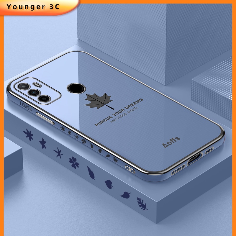 Ốp Điện Thoại Mềm Họa Tiết Lá Phong Mạ Màu Cho OPPO A5 A3S A12E A7 A5S A12 A8 A31 A9 A5 A15 A15S A35 A32 A53 A92 A52 A72