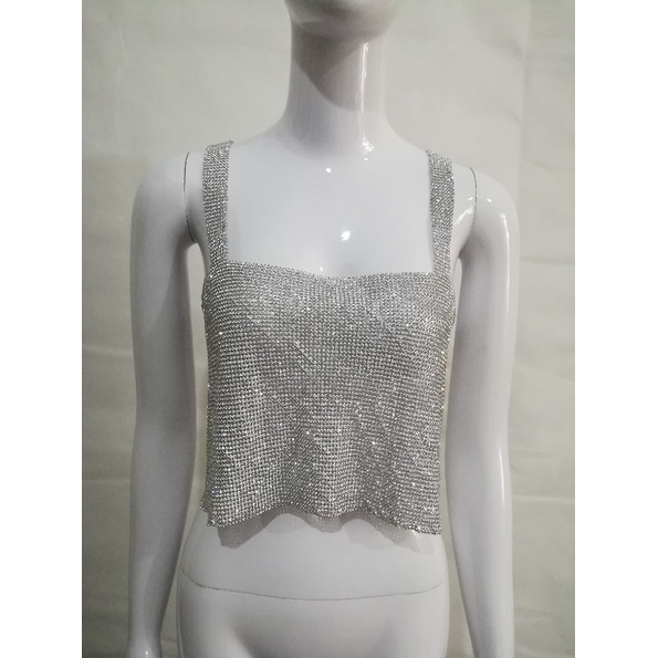 DUNEA Áo ống dây xích kim loại thời trang cá tính cho nữ