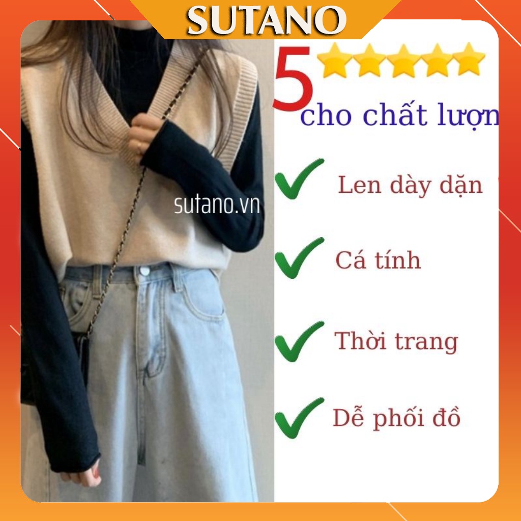 Áo gile nữ len mỏng cổ tim xẻ tà A457 SUTANO chất đẹp hàng Quảng Châu thời trang thu đông 2021