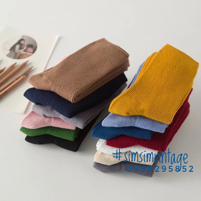 Tất vintage len tăm nhỏ mịn Style Hàn