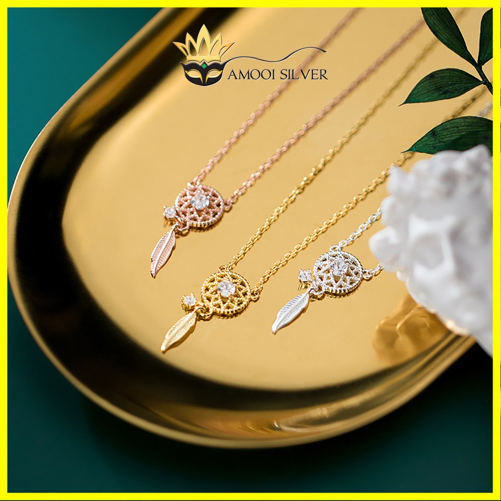 Dây chuyền bạc S925 dream catcher chiếc lá nhí - Amooi Silver AD39