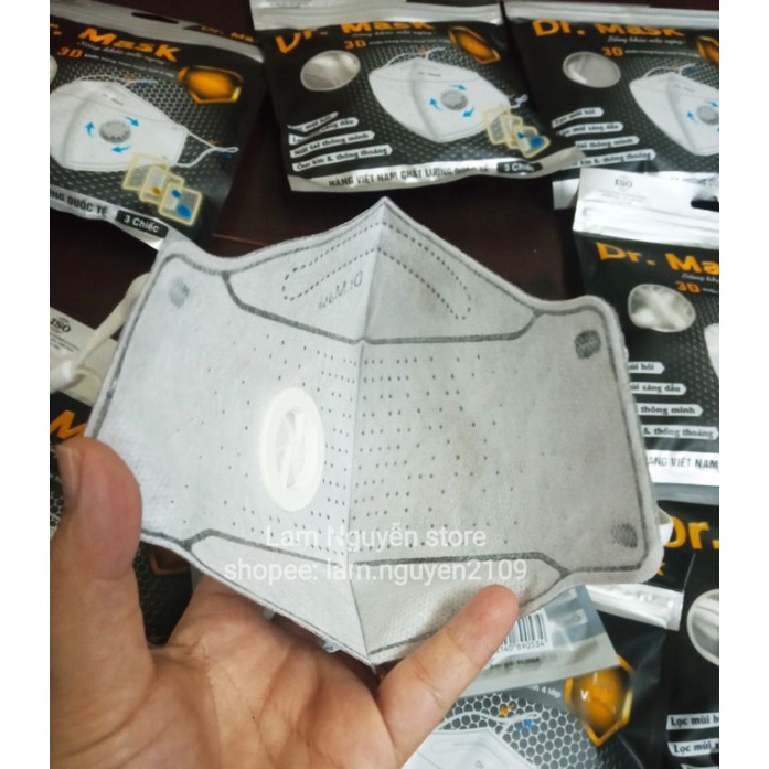 ✅Khẩu trang than hoạt tính CÓ VAN 3D DR.MASK