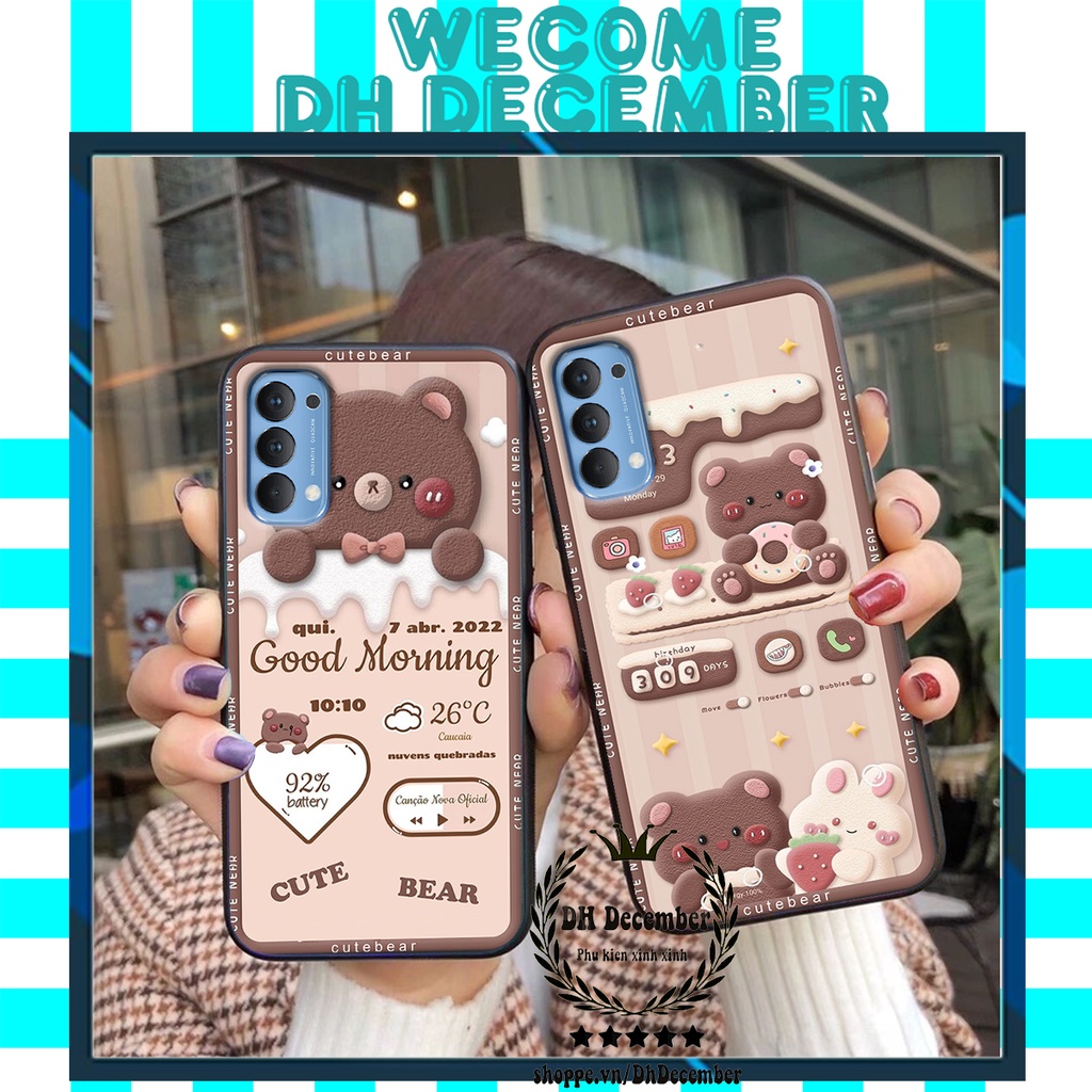 Ốp lưng Oppo RENO 4 in hình 3D GẤU HỒNG-GẤU BE3R -XINH XẺO CỰC ĐẸP