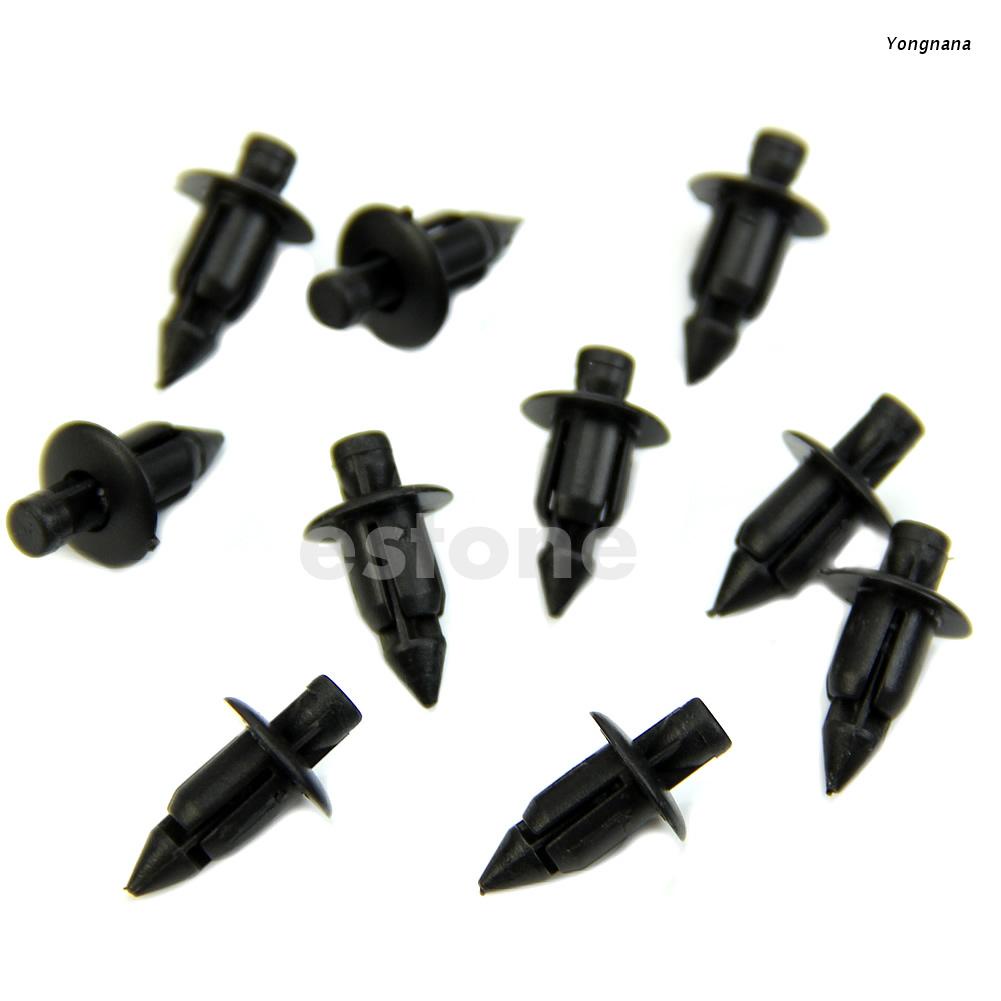 FENDER Set 10 Đinh Tán Nhựa 6mm Màu Đen Cho Cản Xe Hơi Toyota