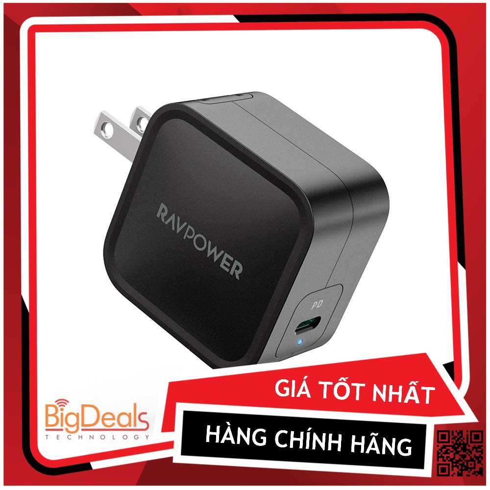 Củ Sạc RAVPower Type C PD 61W, Quick Charge 3.0, Công Nghệ GaN Siêu Nhỏ Gọn - RP-PC112 - New | USEDVN