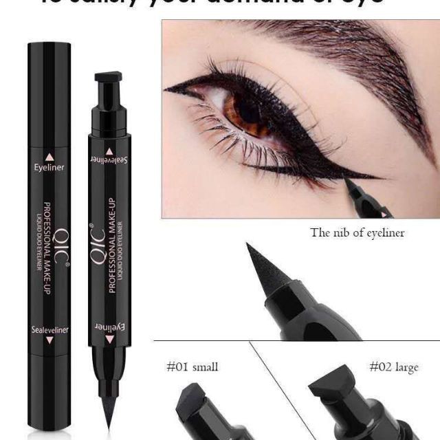 Bán sỉ 10 Bút kẻ mắt 2 đầu QIC chính hãng siêu hot - không thấm nước không trôi