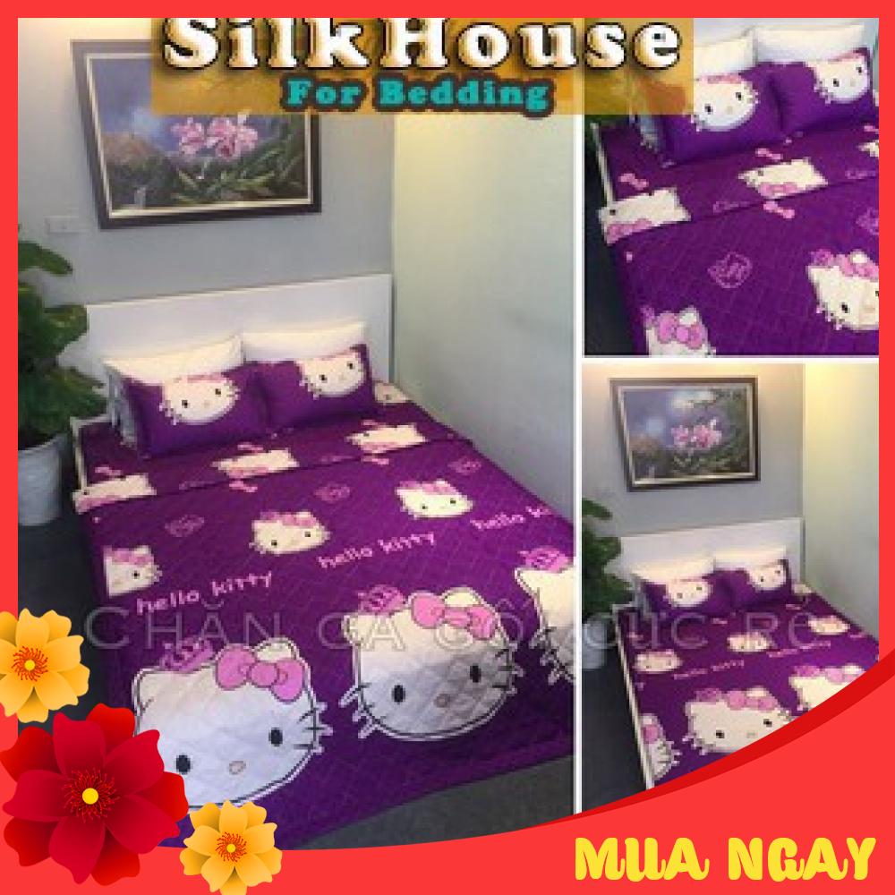 Bộ Chăn Hè Ga Gối, Drap Giường 5 Món Mẫu Kitty Tím