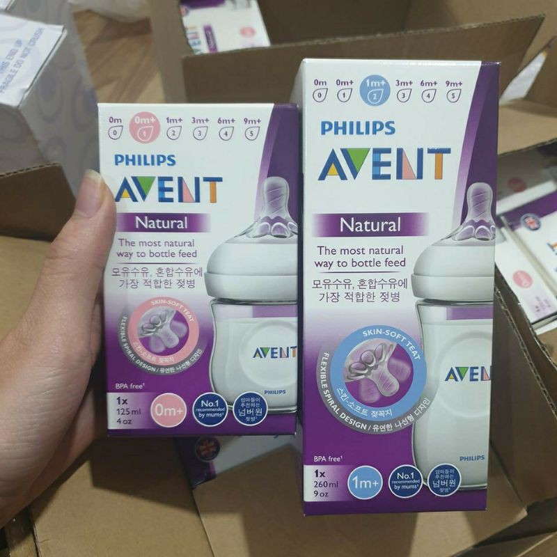 Bình sữa cổ rộng Philips Avent Nature 125ml 260ml