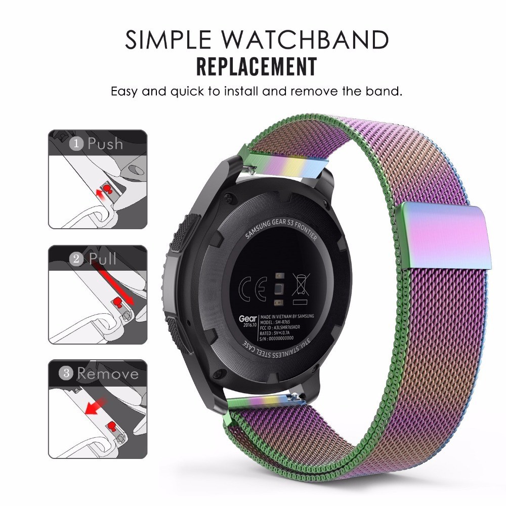 Dây đeo đồng hồ thay thế cho Samsung Gear S2 Classic S3 18mm 20mm 22mm 24mm