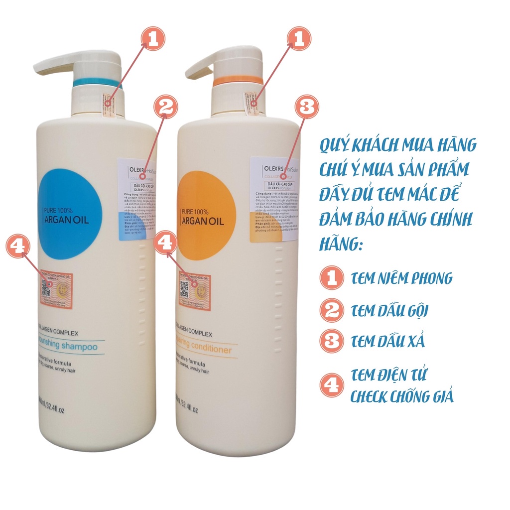 Cặp dầu gội xả Olexrs Hair Salon 500ml-960ml cho  tóc khô xơ hư tổn tóc gàu ngăn rụng tóc nội địa Anh