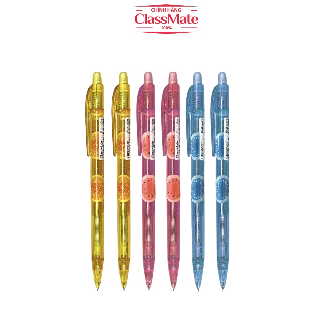 Bút Chì Bấm 0.5mm CLASSMATE 3 màu Hoạ Tiết Hình Quả Nét Bút Mịn, Đậm, Đầu Bút Thiết Kế Quai Cài Tiện Lợi SP22-FR