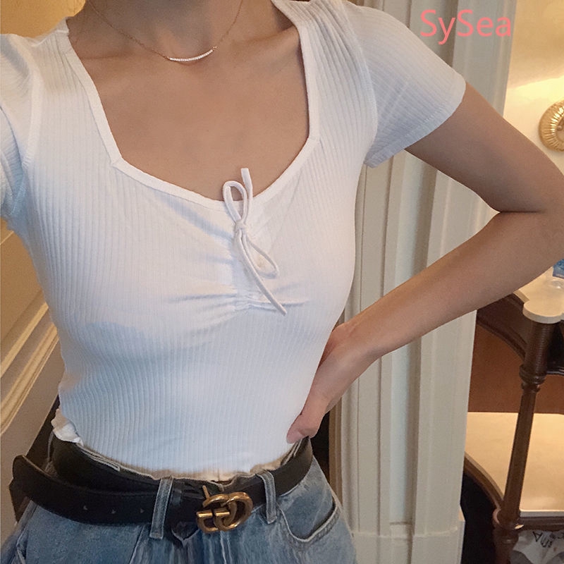 Áo Croptop Ngắn Tay Ôm Dáng Thời Trang Mùa Hè Cho Nữ
