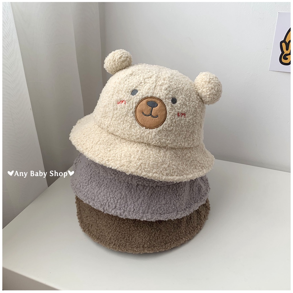 Mũ nón Bucket lông rộng vành thời trang cho bé trai và bé gái hình gấu nhiều màu siêu cute    ❣❣