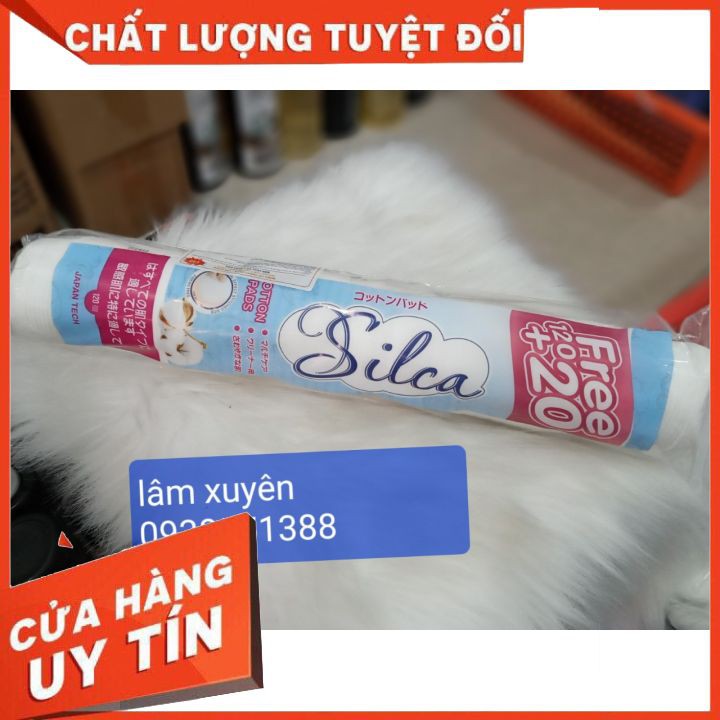 Bông Tẩy Trang Silca Nhật Bản 120 miếng  FREESHIP  thiết kế mặt tròn viền , bông mềm mịn ,không kích ứng da sài cực đã