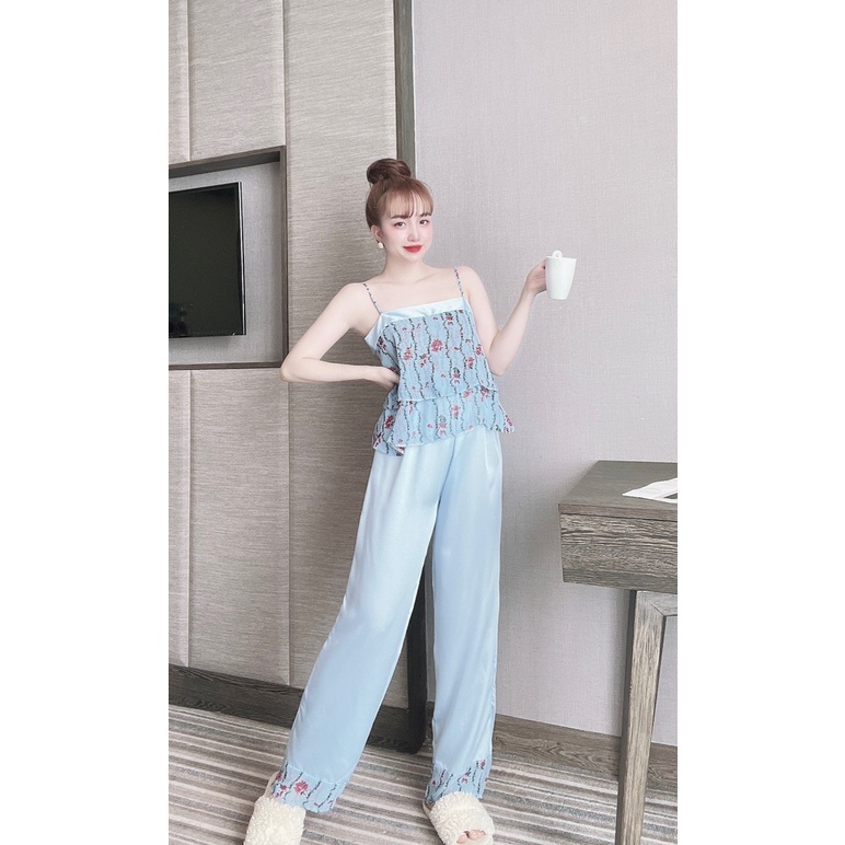 Bộ Đồ Ngủ Nữ SOJUN Vải Chiffon Dưới 65Kg