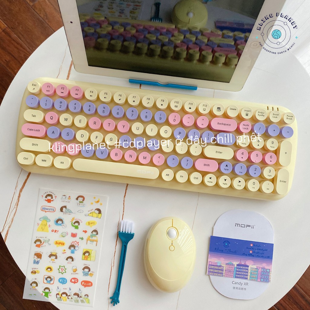 Bộ bàn phím + chuột KHÔNG DÂY Mofii 39x12cm Nhiều mẫu MIX MÀU xinh xắn