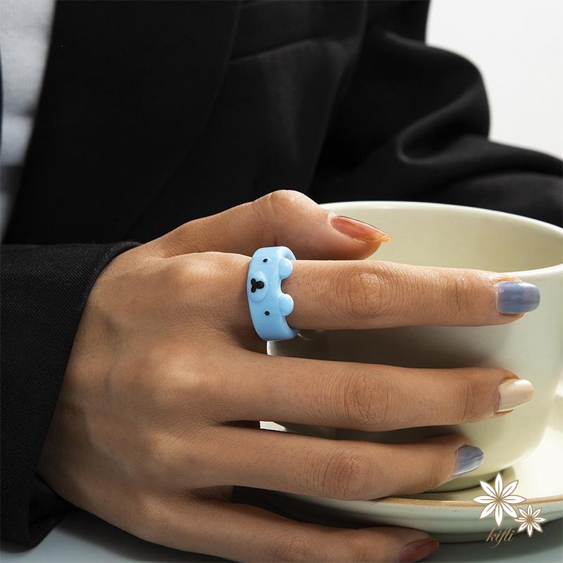 【kifli】Women Cartoon Candy Color Resin Octopus Bear Rings [Lovely Jewelry Gifts For Girl Friends]（quà tặng ngày thiếu nhi）