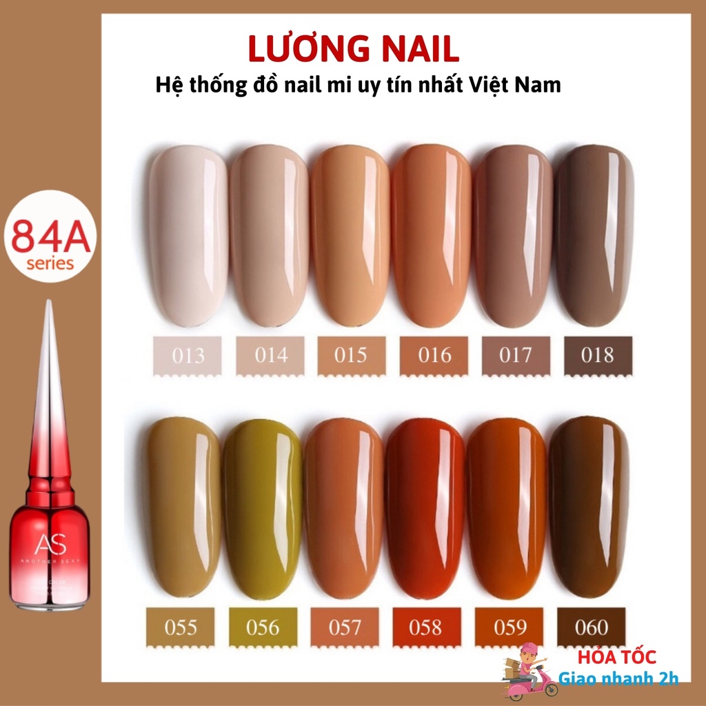 Sơn As sơn móng tay gel tone xanh cỏ úa cam đất nâu trà sữa bảng A