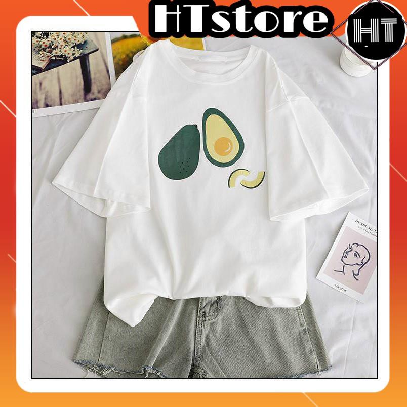 Áo phông nữ HTSTORE Áo Thun Tay Lỡ form rộng Unisex Hình Trái Bơ nhiều màu