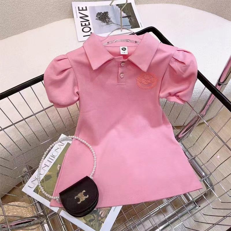 Đầm Thun Polo Ngắn Tay Thời Trang Hàn Quốc Dành Cho Bé Gái
