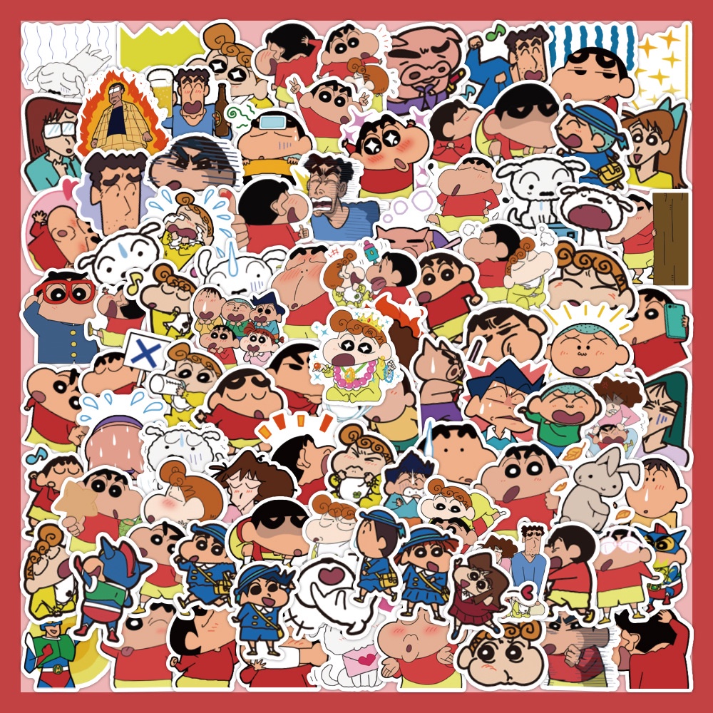 Bộ 60 Miếng Dán Trang Trí Vali/Máy Tính/Điện Thoại/Tủ Lạnh Họa Tiết Hoạt Hình Crayon Shin-Chan Nhật Bản