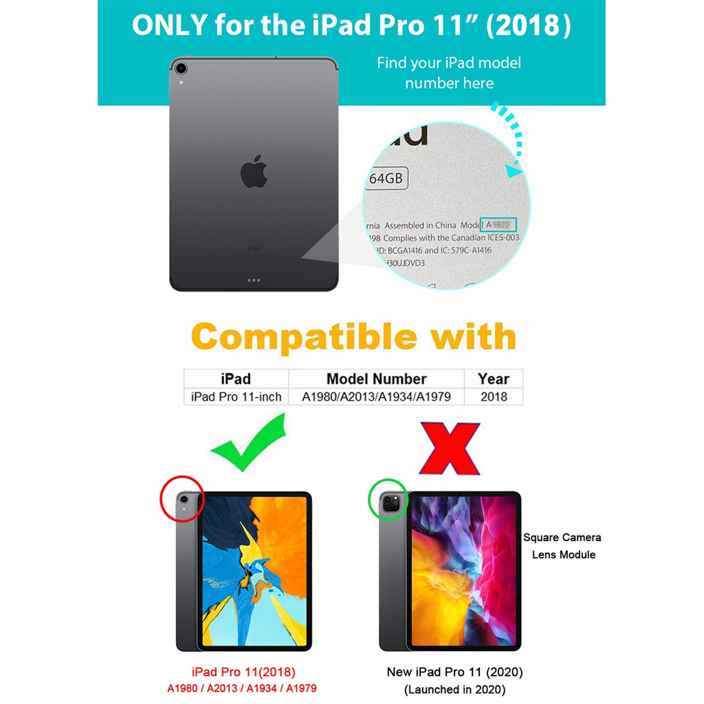 Bao da bảo vệ máy tính bảng có ngăn đựng thẻ thích hợp cho Ipad pro 11 2018