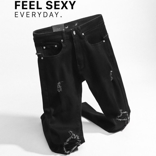 Quần Jean Nam Đen Washed Knee, Chất Vải Denim Cotton Co Giãn Dày Dặn Cao Cấp, INF QJ002989, SOMEHOW | BigBuy360 - bigbuy360.vn