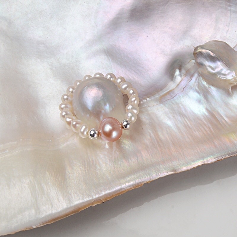 Nhẫn Ngọc Trai Hạt 3 Ly Mặt Hồng Thời Trang, Dễ Thương Cho Nàng - Ngọc Trai Trường Thịnh