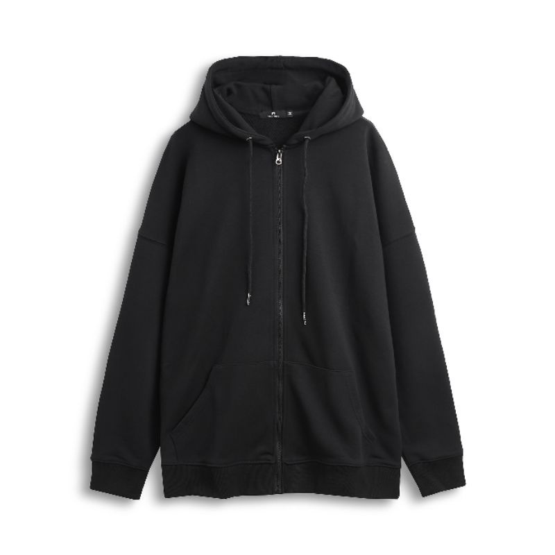 (bigsize) Áo khoác nam hoodie bigsize vải nỉ trơn màu đen - 85-130kg