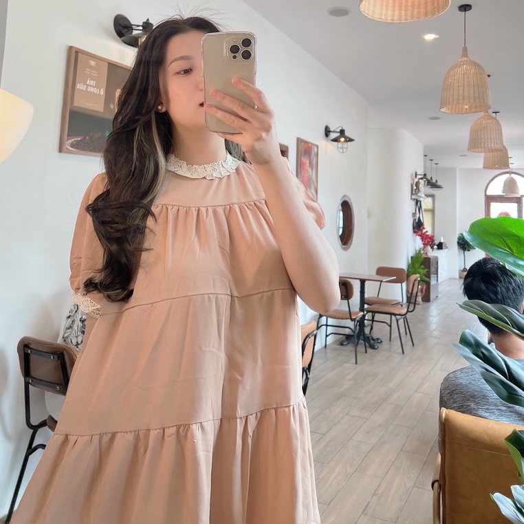 Đầm bầu ngắn tay ren ngực có dây đai thời trang thiết kế MSP263 Mom and Baby