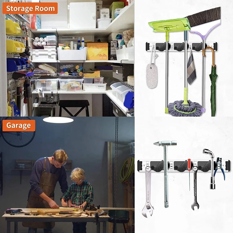 Giá Đỡ Chổi / Cây Lau Nhà Gắn Tường Tiện Dụng Cho Phòng Tắm / Nhà Bếp