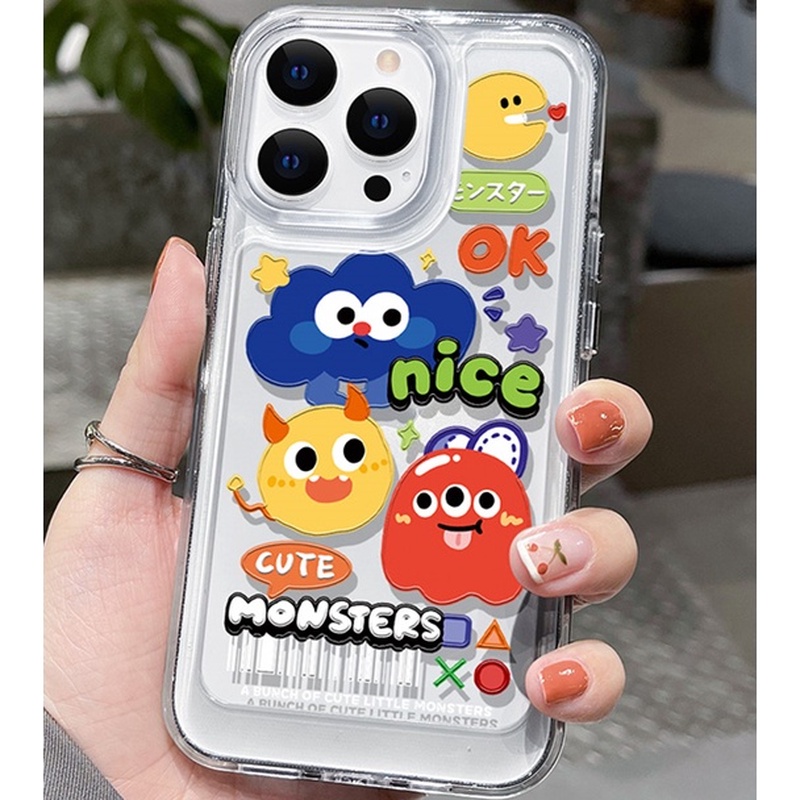 Ốp Điện Thoại Trong Suốt Hình Quái Vật Nhỏ Cho iphone 11 13 7 8 Plus 12 13Pro Max X XS Max 7 8 SE 2020