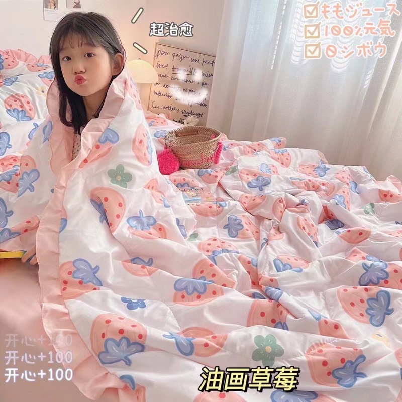 Bộ chăn ga gối chăn trần đũi bèo cotton mềm mịn kháng khuẩn